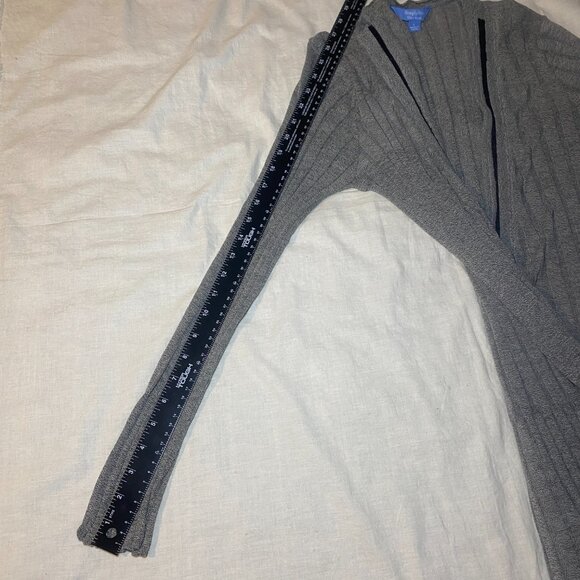 Simply Vera Vera Wang Duster Cardigan Sweater Womens L Gray Sequins Ribbed EUC - Picture 12 of 12